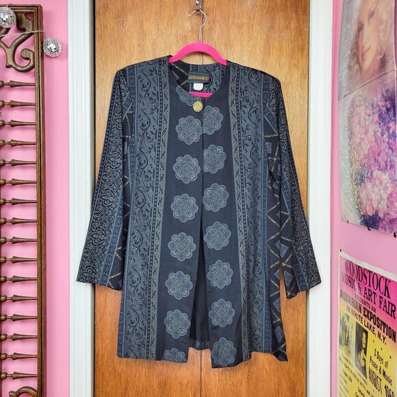Vintage 80s/90s Black Ornate Printed Jacket / Blazer - Picture 4 of 8